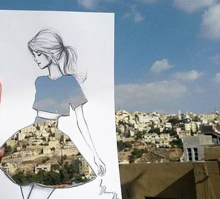 Shamekh Bluwi Fashion sketches illustrating with urban images
