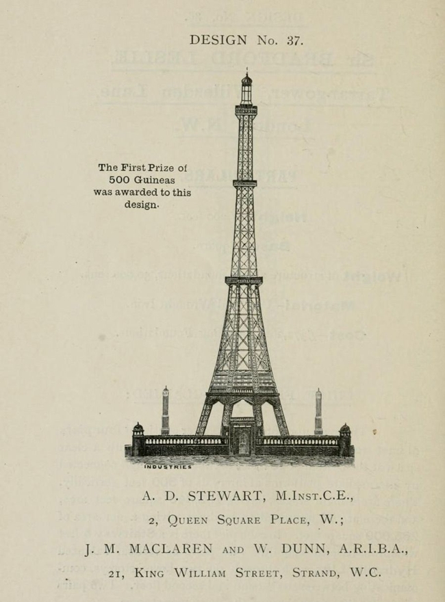 Competitive Designs for the great tower for London in 1890